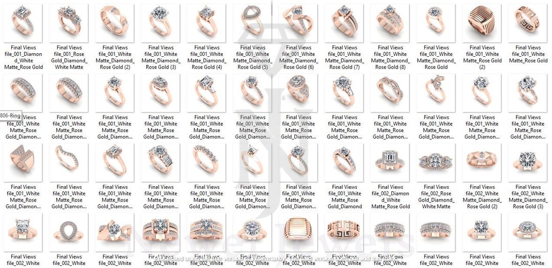 30 plus PACK 1 models of 3D CAD CAM Digital ring models jewelry ...
