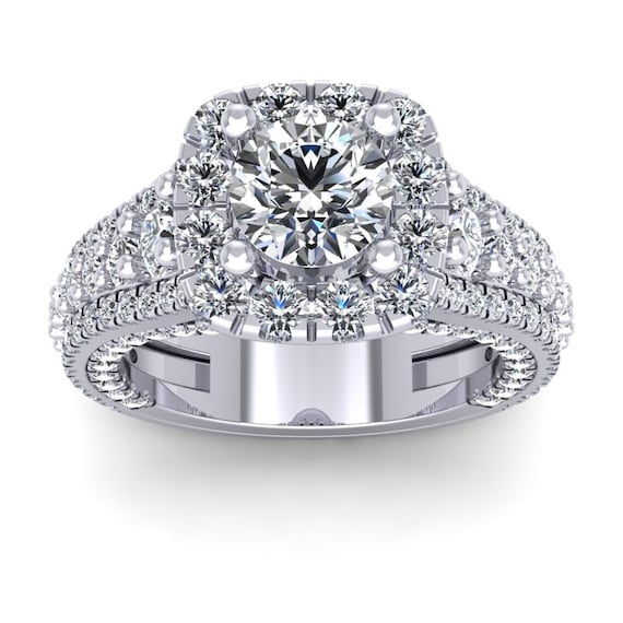 Halo Engagement Ring CAD Model: Solitaire Ring Design (STL File)