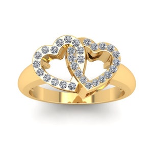 Dubbelhjärtad CAD-ringmodell: Solitaire-förlovningsring (STL-fil)