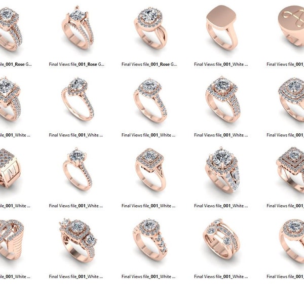 20 STL (PACK 2) Digital CAD Files jewelry ring models catalog