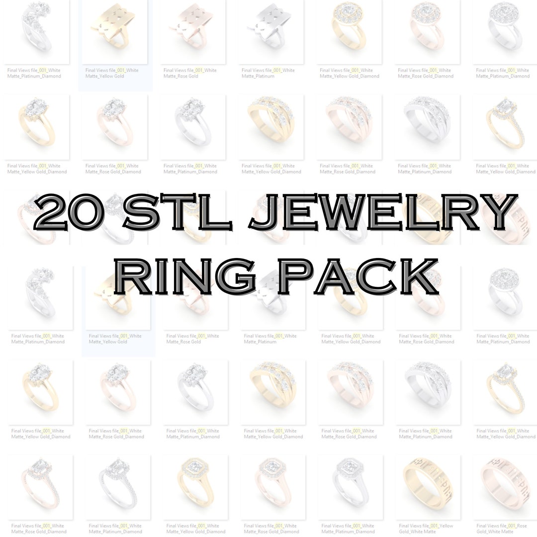 Stasis Model Rings 20 STL (PACK 10) 3D CAD Digital Engagement / Solitaire /band Ring Model ...