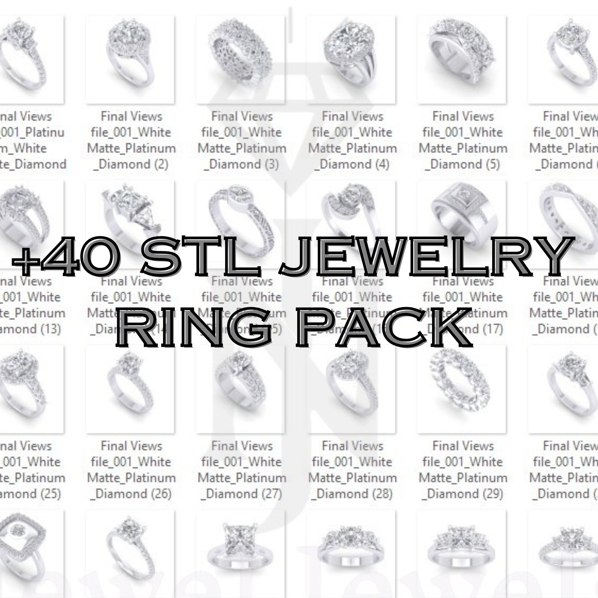 40 Plus PACK 1 STL RING Jewelry Models / Engagement Ring Design