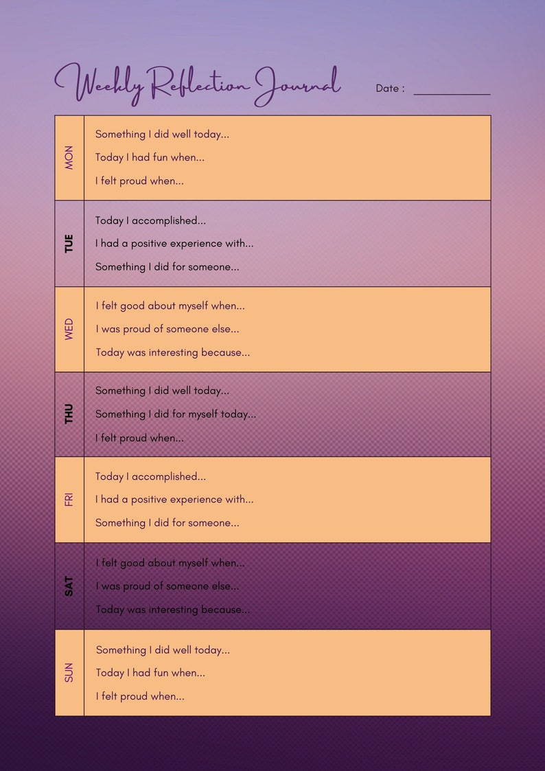 Weekly Reflection Journal - Etsy