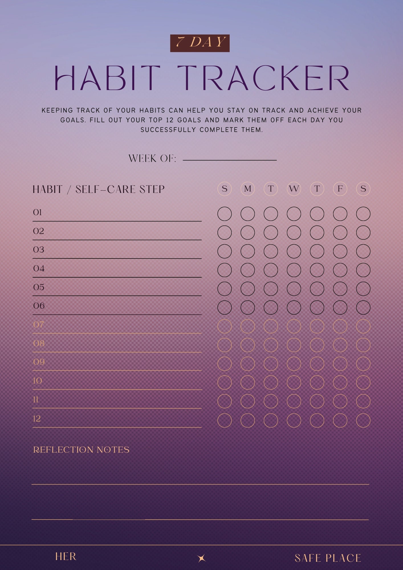 7 Day Habit Tracker - Etsy