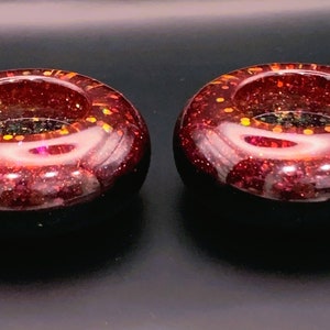 Red and Black Resin Tea Light Candle Holder Set