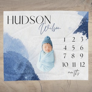 Personalized Milestone Blanket Baby Boy Blanket Baby Shower Gift with Name Month Tracker Monthly Age Growth Blanket Baby Cute SageBlanket