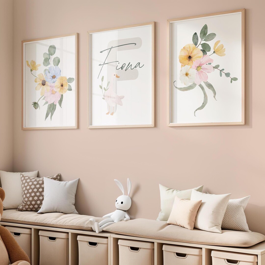 Custom Wildflower Watercolor Print Set: Boho Nursery Wall Art - Etsy
