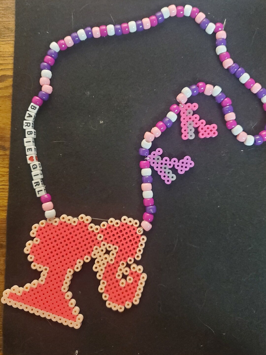 Kandi Perler Necklace Barbie Kandi Necklace Barbie Girl Rave EDM Ships