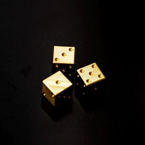 Premium Gold-Colored Brass Dice - Set of Two - Heavy Weight Dice - Professional Size - DND - Precison Machined in the USA