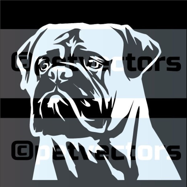 Bullmastiff eps svg png vecteur coupe fichier blanc négatif