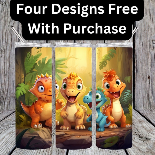 Children's Baby Dinosaur Cute Kids Tumbler Wrap Instant Download PNG Files for 20oz and 30oz Straight Skinny Tumblers