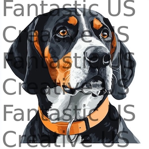 Instant Download Bluetick Coonhound Orange Collar Including JPEG, SVG and PNG Files Perfect for Sublimation