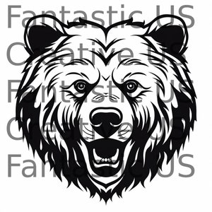 Instant Download Bear Head Outline Inclusief JPEG-, SVG- en PNG-bestanden Perfect voor Cricut en andere ontwerpsoftware