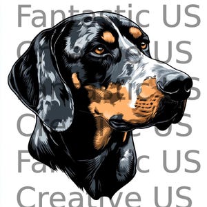 Download instantâneo Bluetick Coonhound Dog Puppy Football Mascot incluindo arquivos JPEG, SVG e PNG perfeitos para sublimação em várias superfícies
