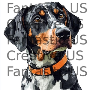 Instant Download Bluetick Coonhound Orange Collar Including JPEG, SVG and PNG Files Perfect for Sublimation