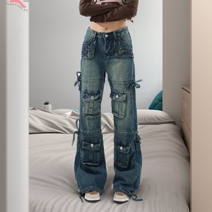 Y2K Aesthetic Vintage Jeans Pantalones Cargo Mujer Cintura Baja 90