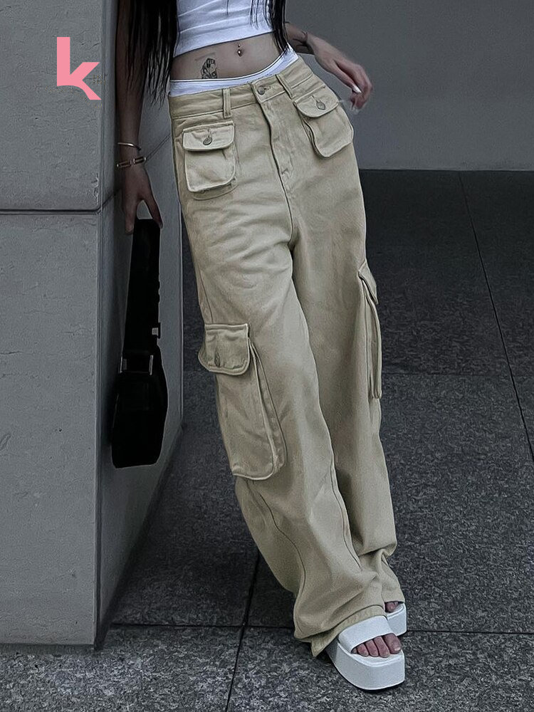 Khaki Low Rise Cargo Pants (XS-S)