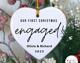 Custom Engagement Keepsake, We Are Engaged Decoration, Engagement Ornament, First Christmas Engaged Ornament, Holiday Couple Keepsake