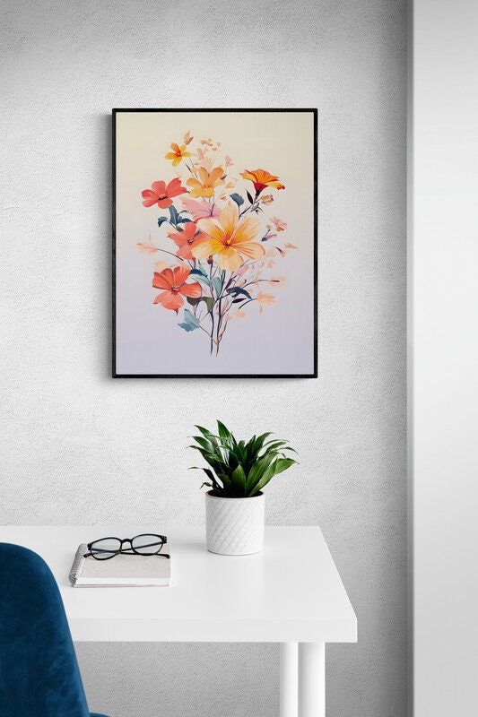 Bouquet of Flowers Print. Do It Yourself Digital Prints. - Etsy