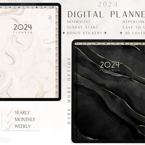 2024 Digital Planner Dated | Goodnotes Planner | Dated Digital Planner | iPad Planner | Goodnotes Stickers| Minimalist | Hyperlinked planner