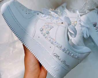 Wedding Bridal Sneaker Personalized Air force 1 wedding sneaker wedding BRIDE Sneakers PEARLS Wedding Shoes Nike Wedding Sneakers for Bride