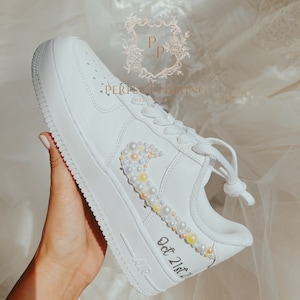 Wedding Bridal Sneaker Personalized- Nike Air Force 1s Pearl Wedding Sneakers -Wedding BRIDE Shoes- Custom Wedding Sneakers for Bride