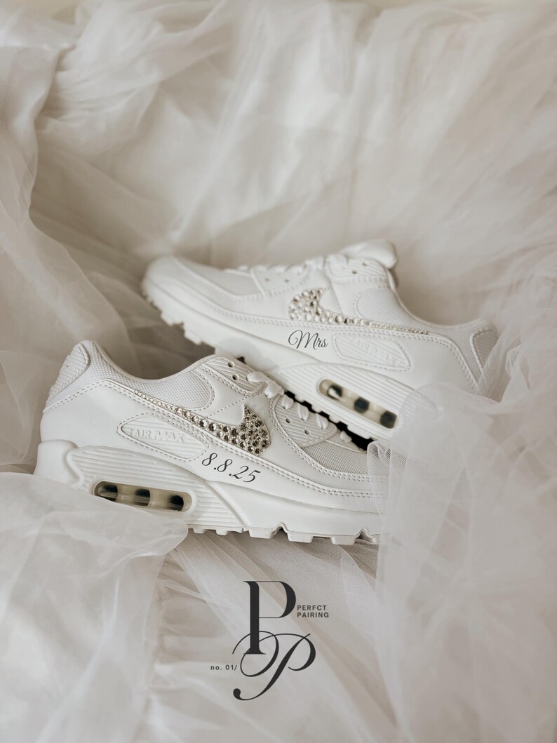 Custom Air Max 90 Wedding Sneakers with Rhinestone image 5