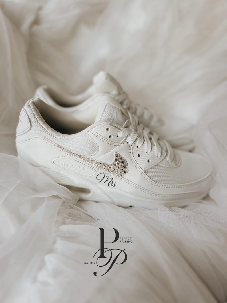 Custom Air Max 90 Wedding Sneakers with Rhinestone image 1