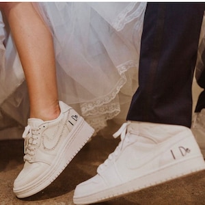 Wedding Nike Air Force Sneakers Bundle | Custom Bride and Groom Shoes with Names and Dates | Personalized Wedding Gifts for Bride and Groom