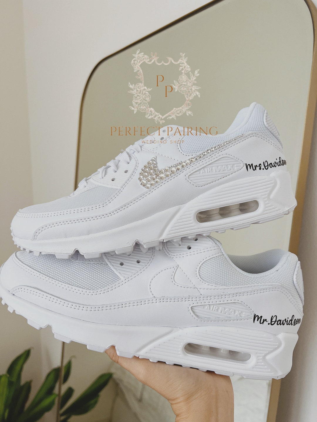 Personalized Wedding Sneakers for Bride and Groom, Custom Nike Air Max ...