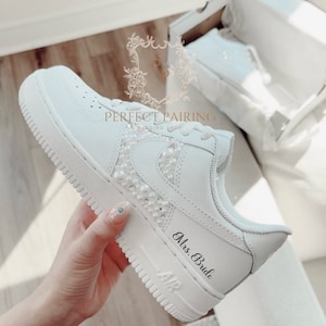 Wedding Bridal Sneaker Personalized- Nike Air Force 1s Pearl Wedding Sneakers -Wedding Bride Shoes- Custom Wedding Sneakers for Bride-Prom-