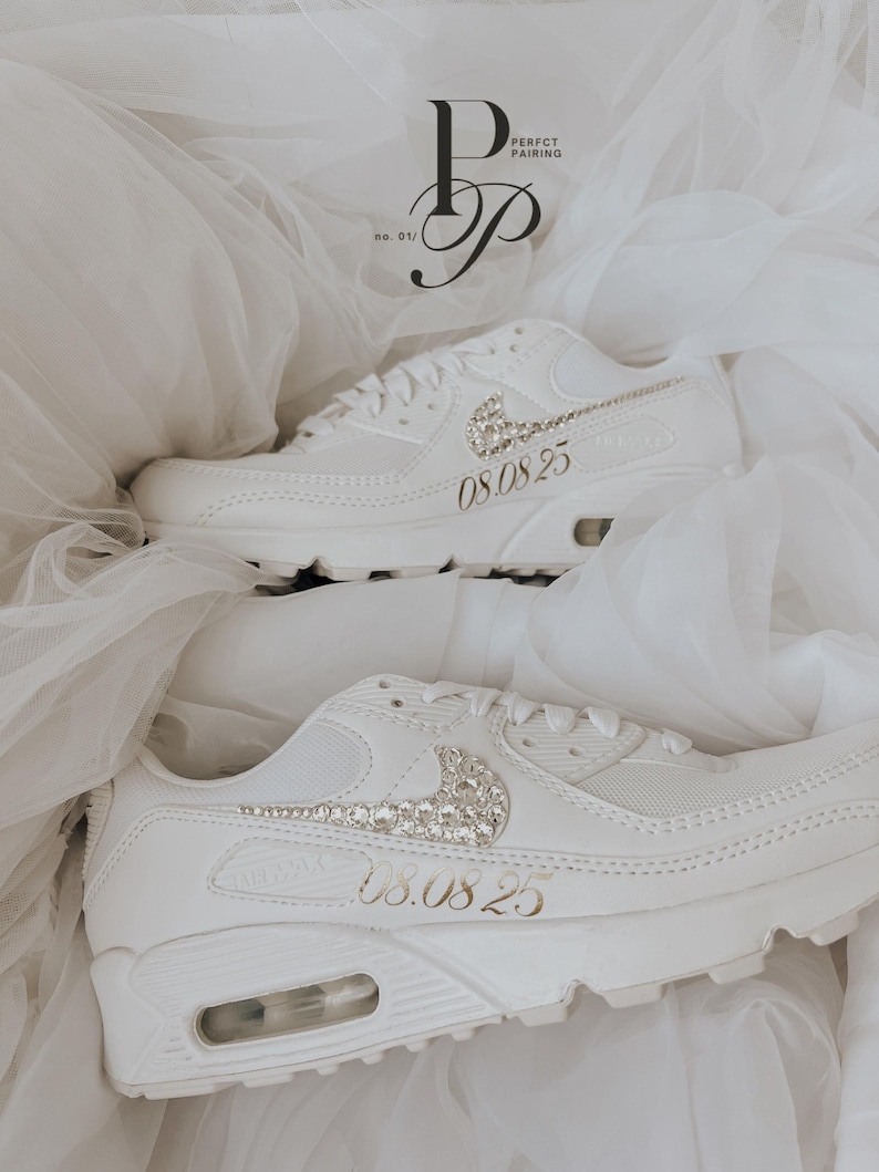 Custom Air Max 90 Wedding Sneakers with Rhinestone image 4