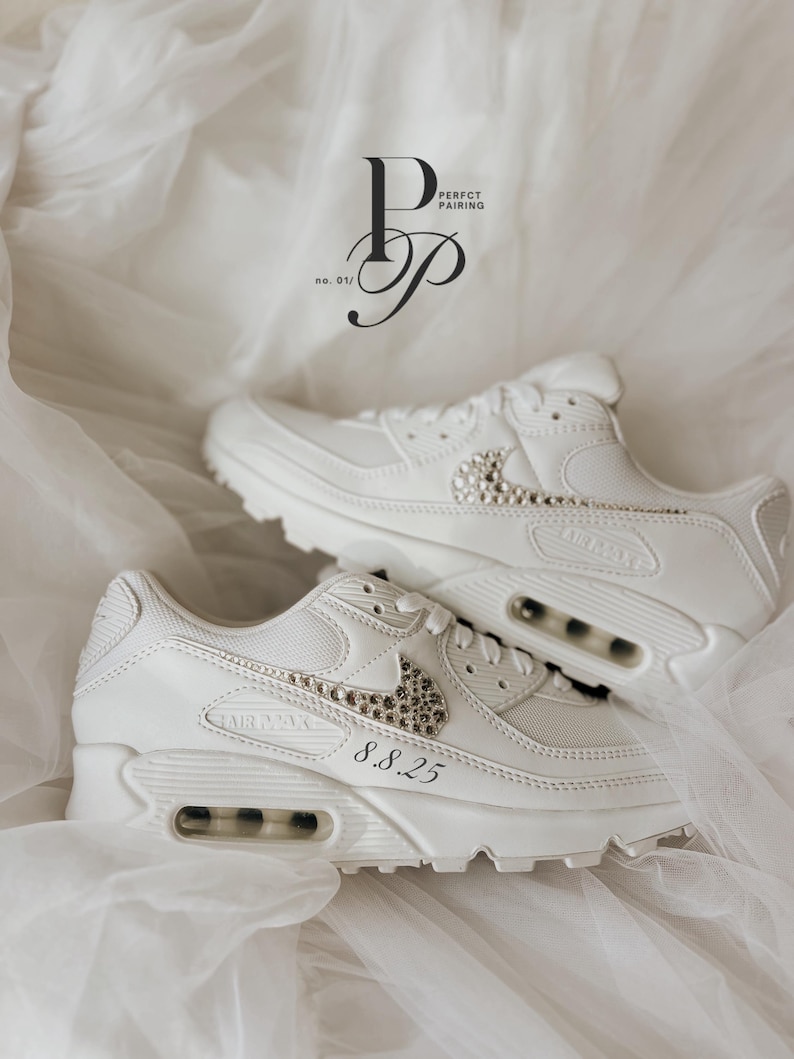 Custom Air Max 90 Wedding Sneakers with Rhinestone image 3
