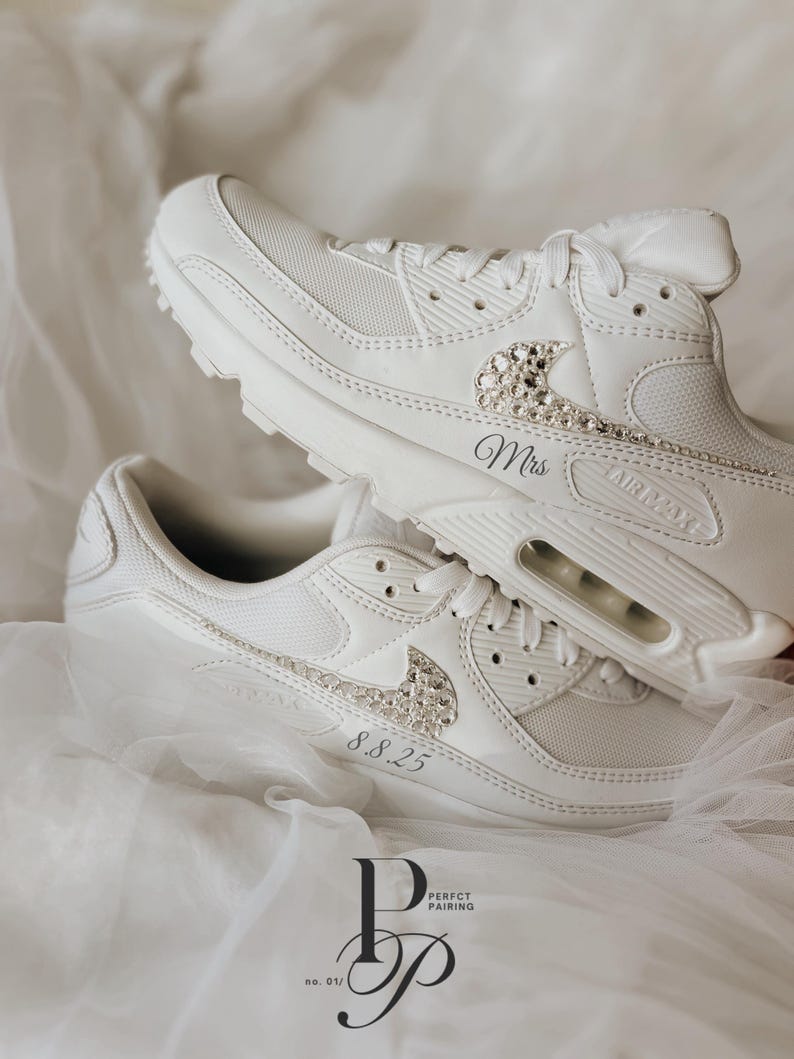 Custom Air Max 90 Wedding Sneakers with Rhinestone image 8