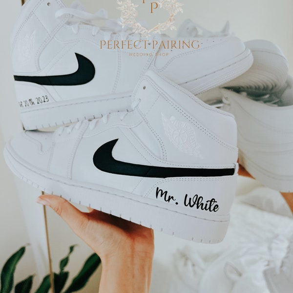 Nike groom’s custom air Jordan mid wedding sneakers for men Mr. Groom nike sneakers
