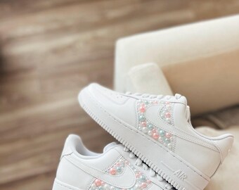 Tênis de casamento com pérolas rosa, sapatos de casamento