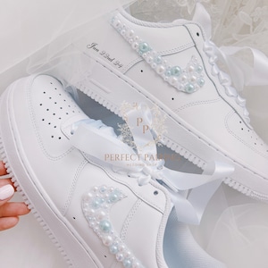 Wedding Bridal Sneaker Personalized- Nike Air Force 1s Pearl Wedding Sneakers -Wedding BRIDE Shoes- Custom Wedding Sneakers for Bride-