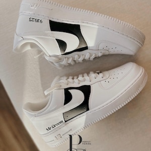 Groom Nike Air Force 1 Sneakers, Custom Wedding Shoes for Grooms with Hand-Painted image 6
