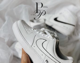 Personalized wedding groom sneakers, custom Nike Air Force 1 for him, wedding shoes with initials, groom gift, outdoor wedding shoes