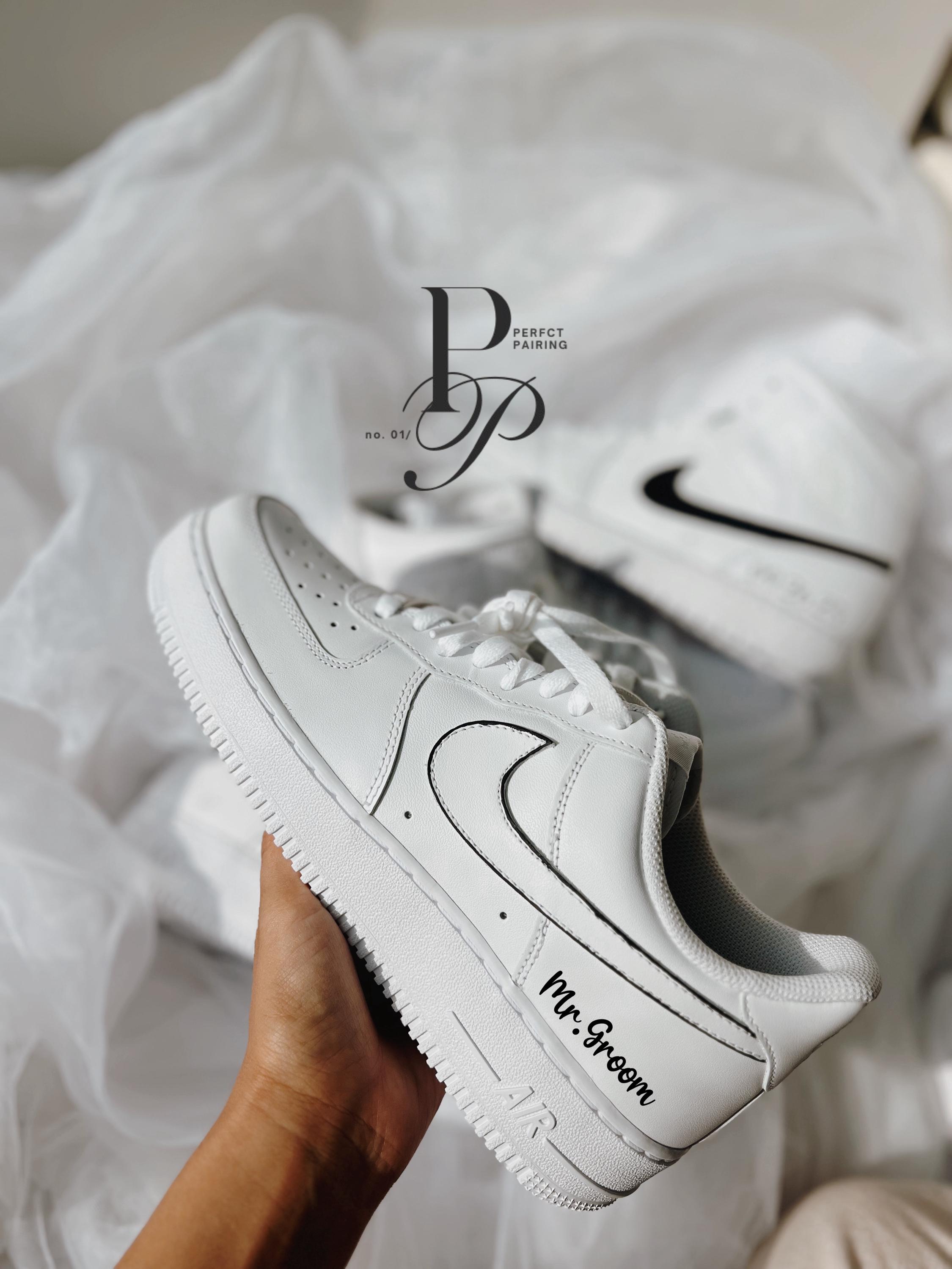 Personalized Wedding Groom Sneakers, Custom Nike Air Force 1 for