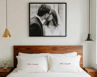 Personalized wedding satin pillowcases for Mr & Mrs