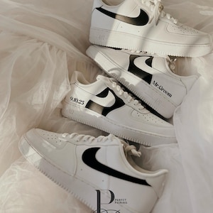 Groom Nike Air Force 1 Sneakers, Custom Wedding Shoes for Grooms with Hand-Painted image 7