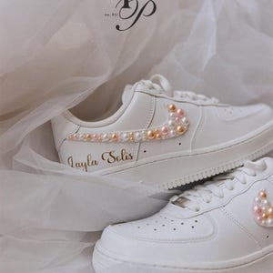 Wedding Bridal Sneaker Personalized- Nike Air Force 1s Pearl Wedding Sneakers -Wedding BRIDE Shoes- Custom Wedding Sneakers for Bride