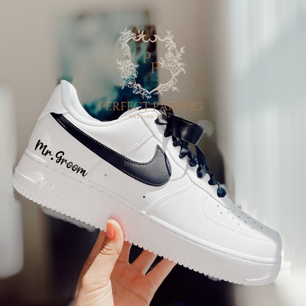 Nike groom custom air force 1 wedding sneakers for Grooms nike sneakers for wedding