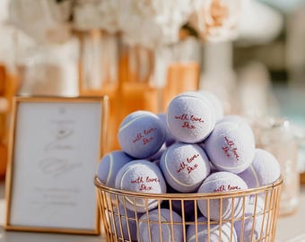Lembrancinhas de casamento personalizadas para cães, bola de tênis personalizada com mensagem de amor, presente para jogador de tênis