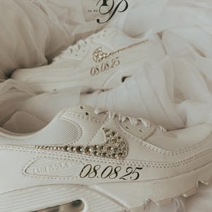 Custom Air Max 90 Wedding Sneakers with Rhinestone image 2