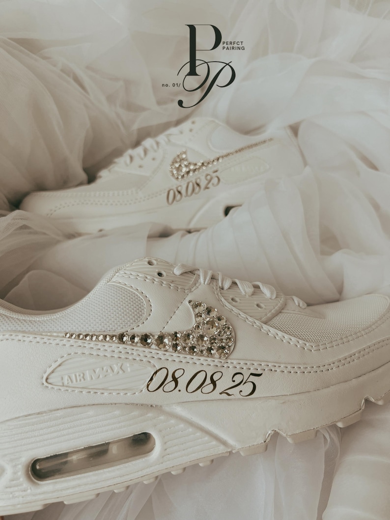 Custom Air Max 90 Wedding Sneakers with Rhinestone image 2