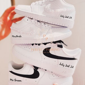 Wedding Bride and Groom Sneaker Bundle- Personalized Nike  Rhinestone Wedding Sneakers- Custom Wedding Sneakers for Couple