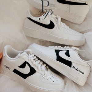 Groom Nike Air Force 1 Sneakers, Custom Wedding Shoes for Grooms with Hand-Painted image 5