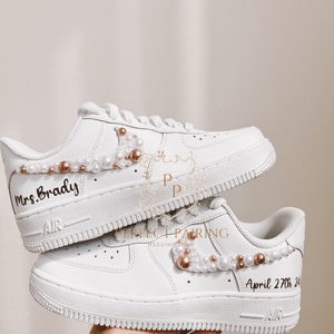 Wedding Bridal Sneaker Personalized- Nike Air Force 1s Pearl Wedding Sneakers -Wedding BRIDE Shoes- Custom Wedding Sneakers for Bride